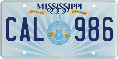 MS license plate CAL986