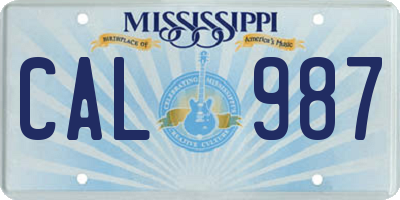 MS license plate CAL987