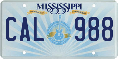 MS license plate CAL988