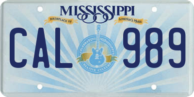 MS license plate CAL989