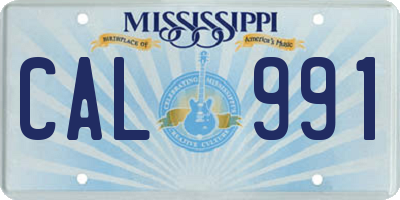 MS license plate CAL991