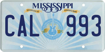 MS license plate CAL993