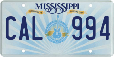 MS license plate CAL994