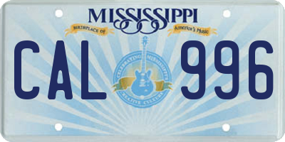 MS license plate CAL996