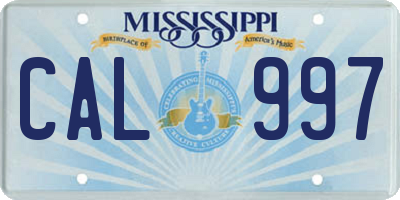 MS license plate CAL997