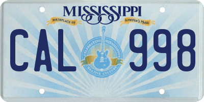 MS license plate CAL998