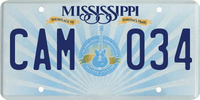 MS license plate CAM034