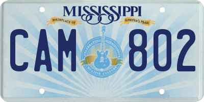 MS license plate CAM802