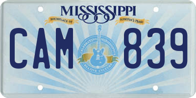 MS license plate CAM839