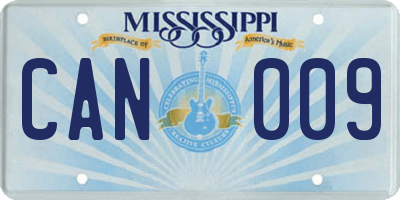 MS license plate CAN009