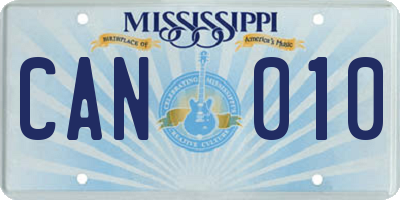 MS license plate CAN010