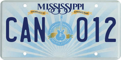 MS license plate CAN012
