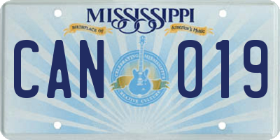 MS license plate CAN019