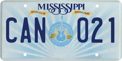MS license plate CAN021