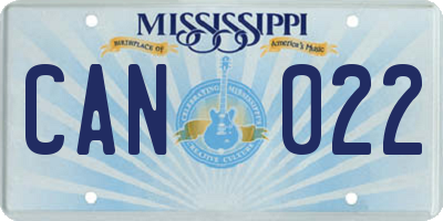 MS license plate CAN022