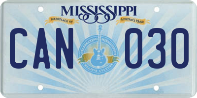 MS license plate CAN030