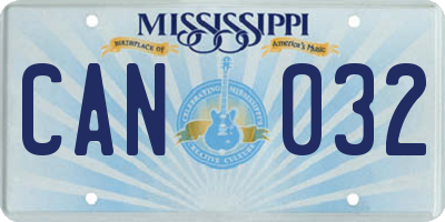 MS license plate CAN032