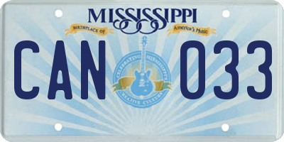MS license plate CAN033