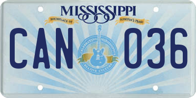 MS license plate CAN036