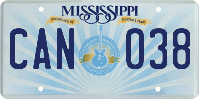 MS license plate CAN038