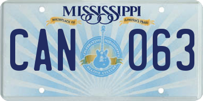 MS license plate CAN063