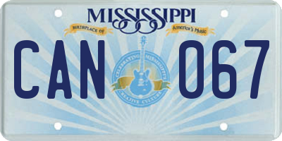 MS license plate CAN067