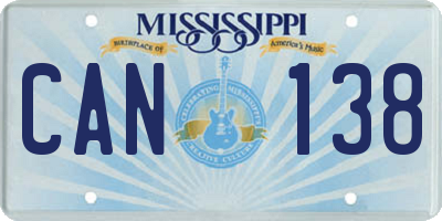 MS license plate CAN138