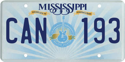 MS license plate CAN193