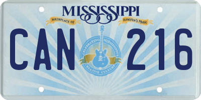 MS license plate CAN216