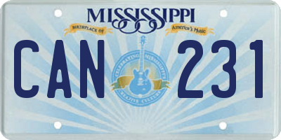 MS license plate CAN231