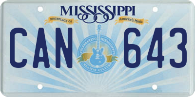 MS license plate CAN643