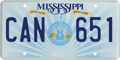 MS license plate CAN651