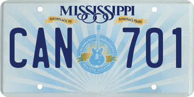 MS license plate CAN701