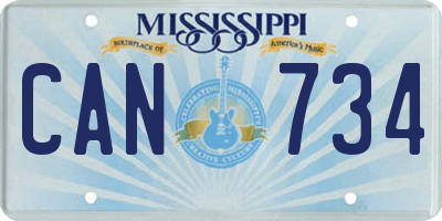 MS license plate CAN734