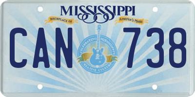 MS license plate CAN738