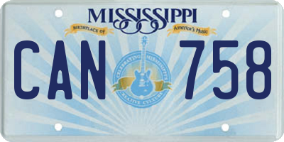 MS license plate CAN758