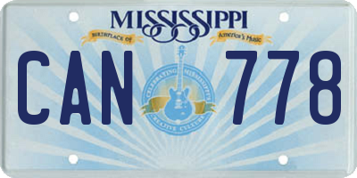 MS license plate CAN778