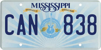 MS license plate CAN838