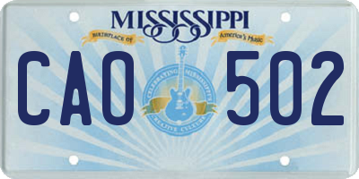 MS license plate CAO502