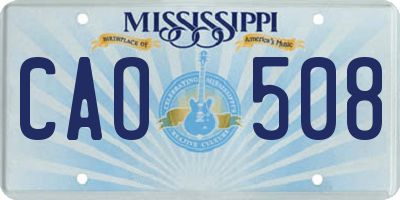 MS license plate CAO508