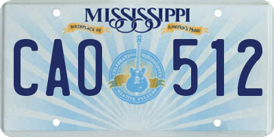 MS license plate CAO512