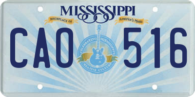 MS license plate CAO516