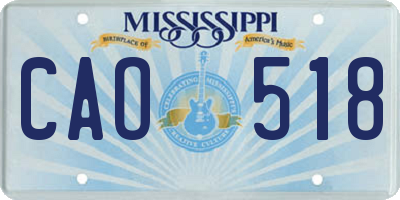 MS license plate CAO518