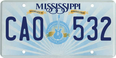 MS license plate CAO532