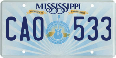 MS license plate CAO533
