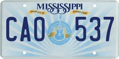 MS license plate CAO537