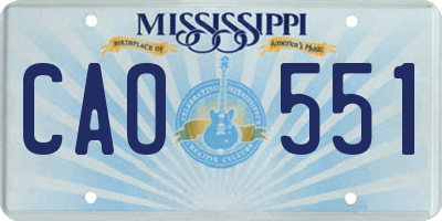 MS license plate CAO551