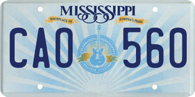 MS license plate CAO560