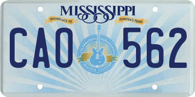 MS license plate CAO562