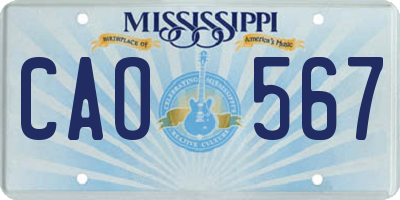 MS license plate CAO567